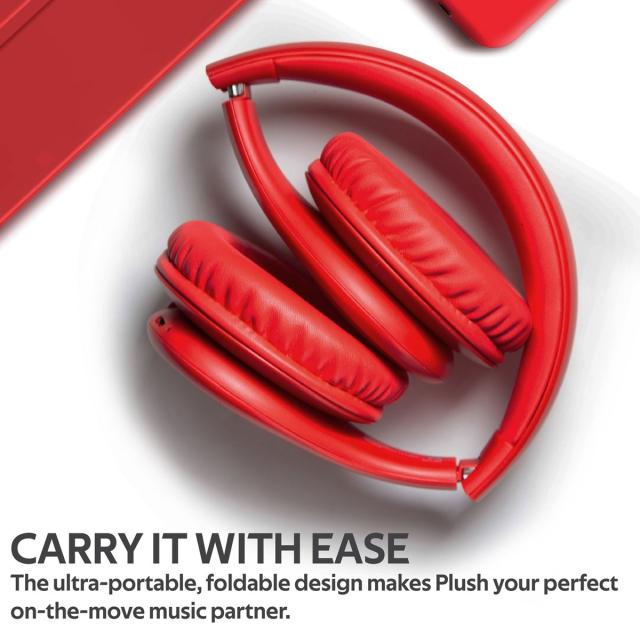 Casti Wireless Promate Plush, OverEar, Bluetooth, Rosu