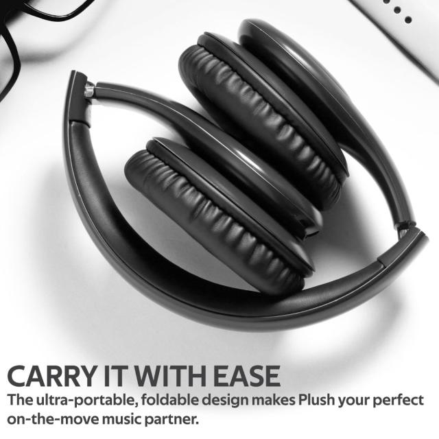 Casti Wireless Promate Plush, OverEar, Bluetooth, Negru