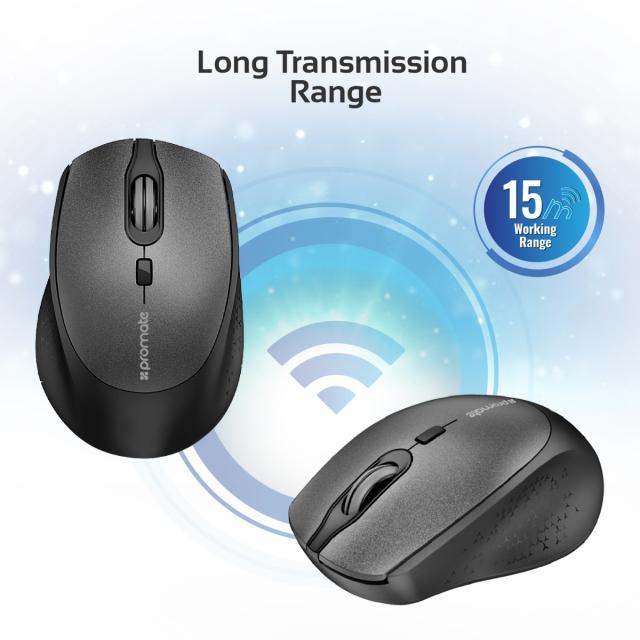 Mouse Wireless Promate Clix-5, Auto Power Saving, 1600 DPI, negru