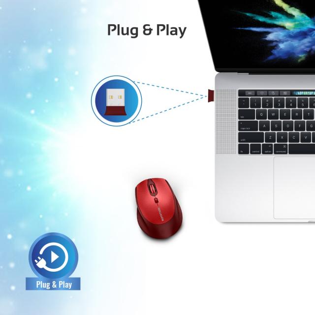 Mouse Wireless Promate Clix-5, Auto Power Saving, 1600 DPI, rosu