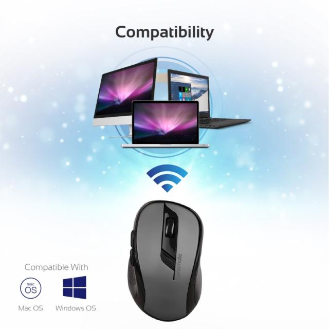 Mouse Wireless Promate Clix-7, 1600 DPI, Frecventa 2.4 GHz, Negru