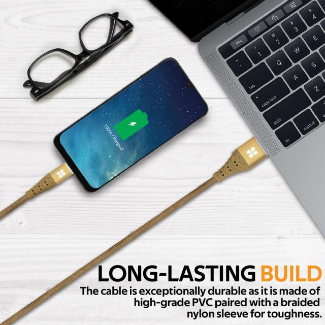 Cablu date Promate NerveLink-C, USB Type-C, 1.2m, Auriu