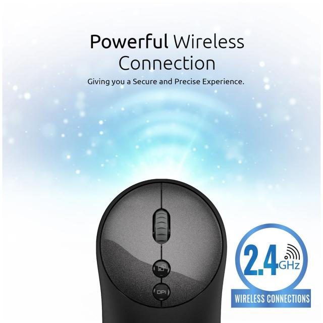Mouse Wireless Promate Clix-2, Ergonomic, 1600 DPI, Negru