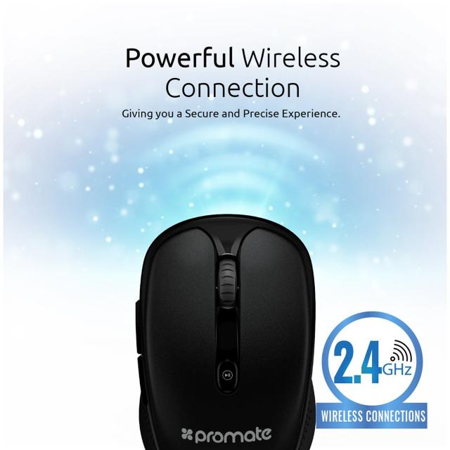 Mouse wireless Promate Clix-4, 1600 dpi, negru