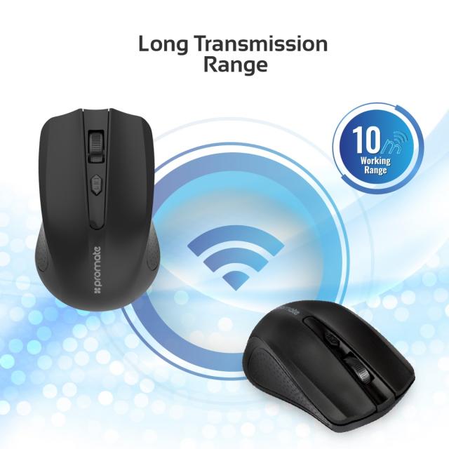 Mouse wireless Promate Clix-8, 1600 dpi, negru