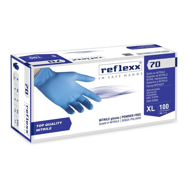 Manusi de unica folosinta, Reflexx R70, nepudrate, nitril, marimea 10, 100 buc/cutie