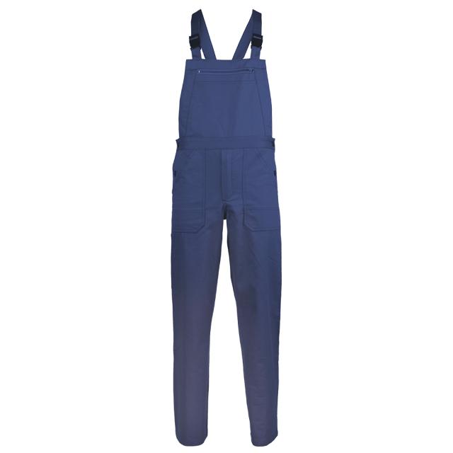 Pantaloni cu pieptar Industry albastru Royal tercot 245g S, cu buzunare laterale, bretele reglabile, buzunar la piept