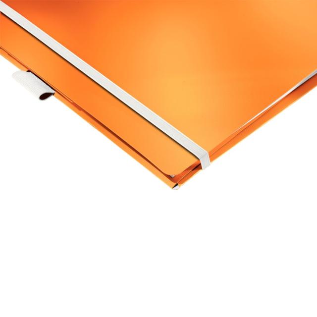 Caiet de birou Leitz WOW Be Mobile, PP, A4, cu spira, dictando, portocaliu metalizat
