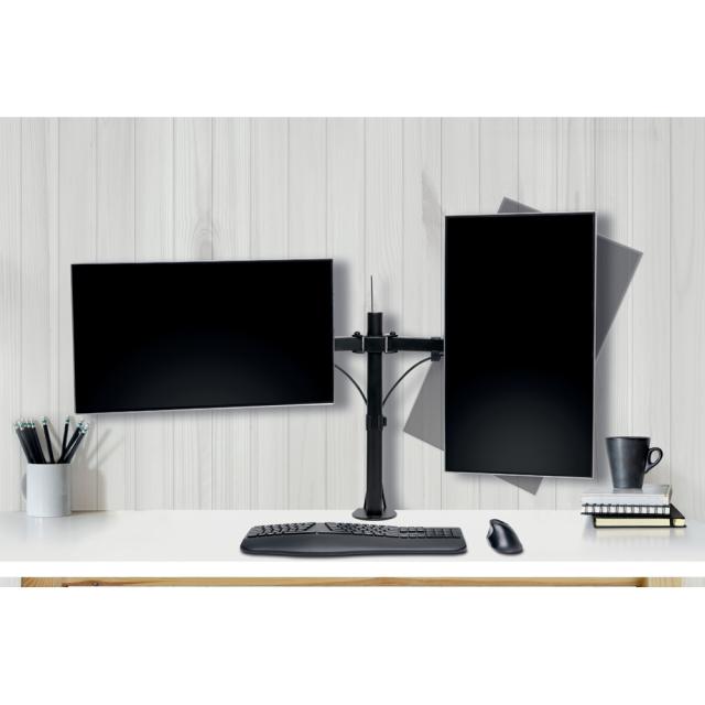 Suport pentru monitor Kensington SmartFit, 2 brate ajustabile si extensibile, cu fixare pe birou, negru