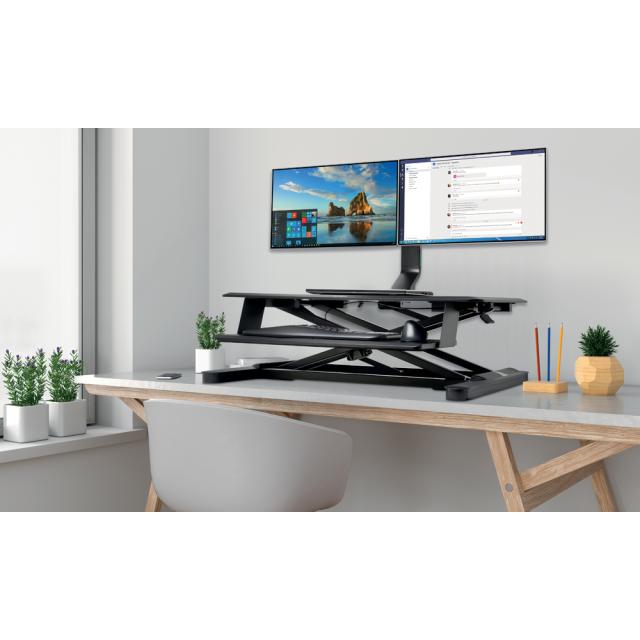 Suport pentru monitor Kensington SmartFit, dual, ajustabil, cu fixare pe birou, negru
