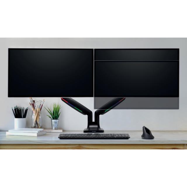 Suport pentru monitor Kensington SmartFit One Touch, 2 brate ajustabile, cu fixare pe birou, negru