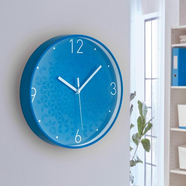 Ceas pentru perete Leitz WOW, silentios, rotund, 29 cm,albastru