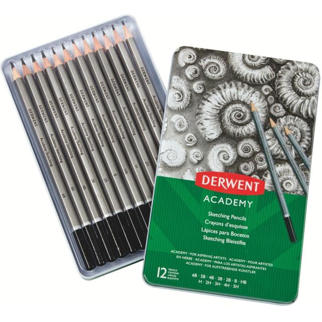 Set 12 creioane grafit DERWENT Academy, negru