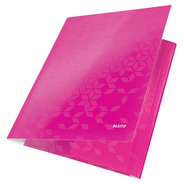 Mapa cu elastic Leitz WOW, carton laminat, A4, 250 coli, roz