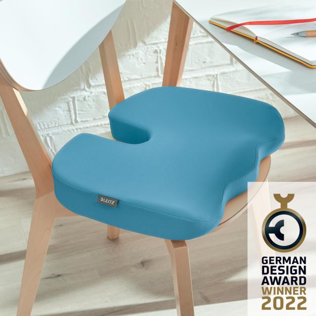 Pernuta ergonomica Leitz Ergo Cosy, pentru scaun, spuma cu memorie, husa lavabila, albastru celest