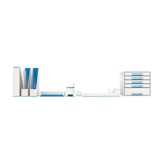 Dispenser banda adeziva Leitz WOW, PS, banda inclusa, culori duale, alb-albastru