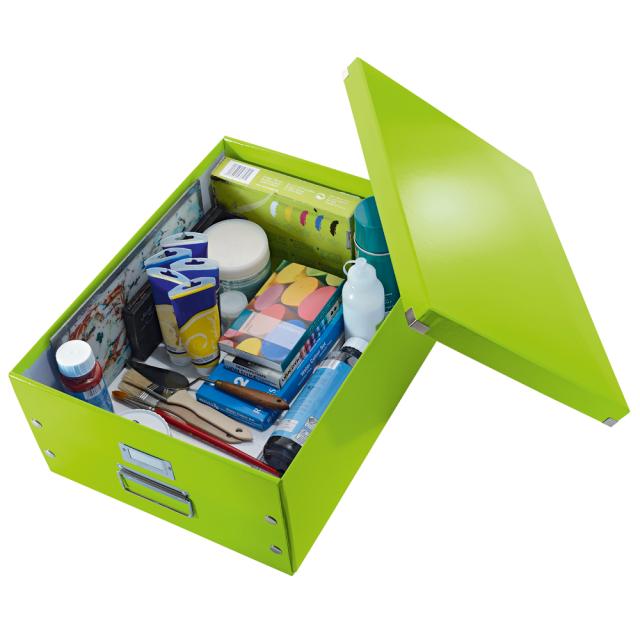 Cutie depozitare Leitz WOW Click & Store, carton laminat, mare, pliabila, verde
