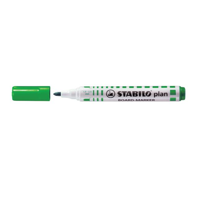 Marker pentru tabla Stabilo Plan 64, varf rotund, 2.5-3.5mm, verde