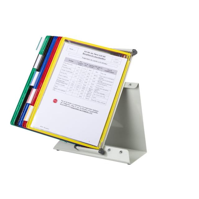 Kit complet Tarifold din otel, pentru birou, A4, 10 display-uri PVC, multicolor