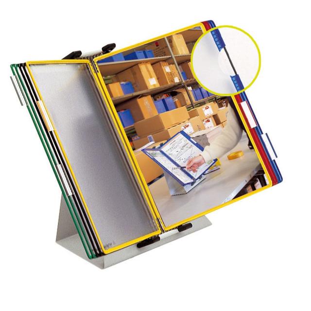 Kit complet Tarifold din otel, pentru birou, A4, 10 display-uri PVC, multicolor