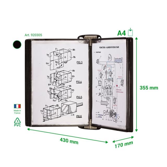 Kit complet Tarifold Pro Wall, prindere magnetica, A4, 10 display-uri PVC, negru