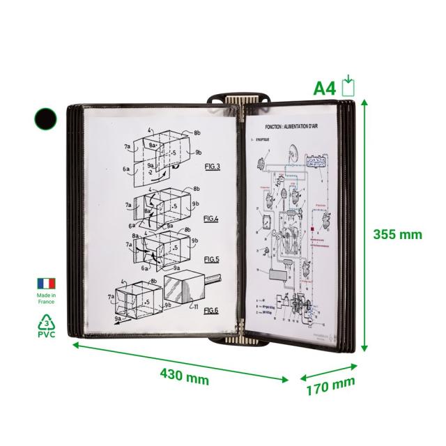 Kit complet Tarifold Pro Wall, prindere magnetica, A4, 10 display-uri PVC, negru