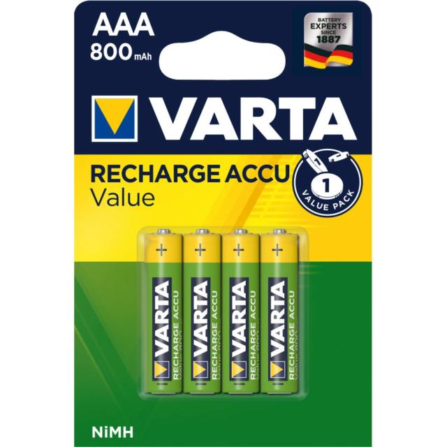 Acumulatori Varta Value, AAA, 800mAh, 4 bucati/set