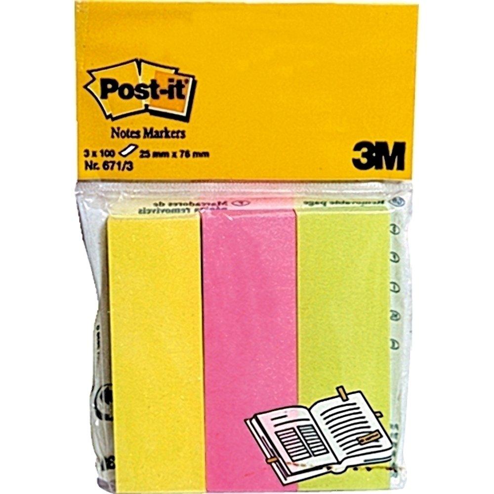 Page marker Post-it neon, 3 culori, 25 x 76 mm, 300 file
