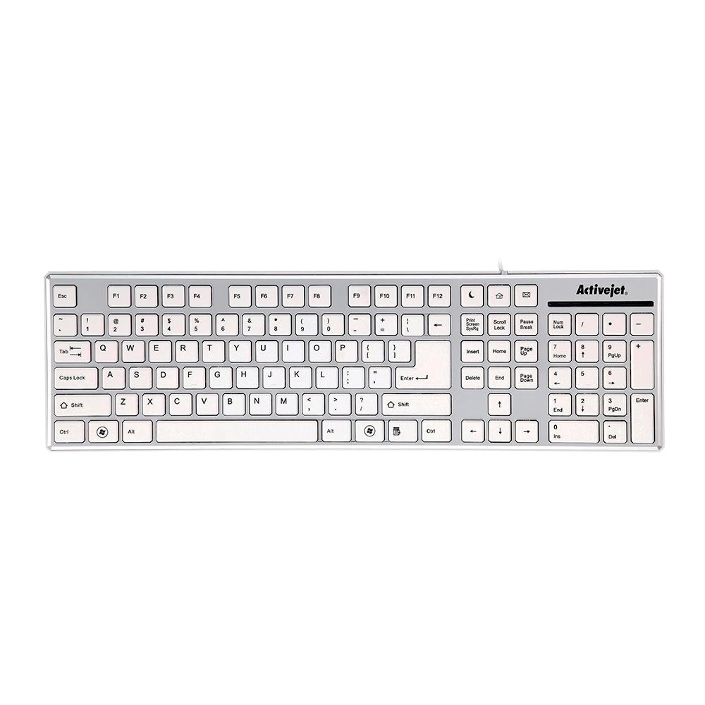 Tastatura Activejet K-3016SS cu fir USB, alba
