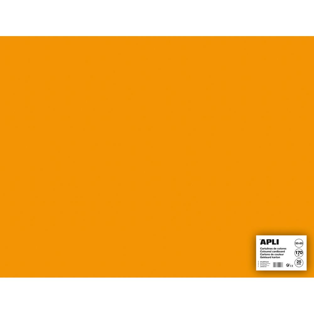 Carton color, Apli, 50x65, 170 g, 25 coli/top, portocaliu fluorescent