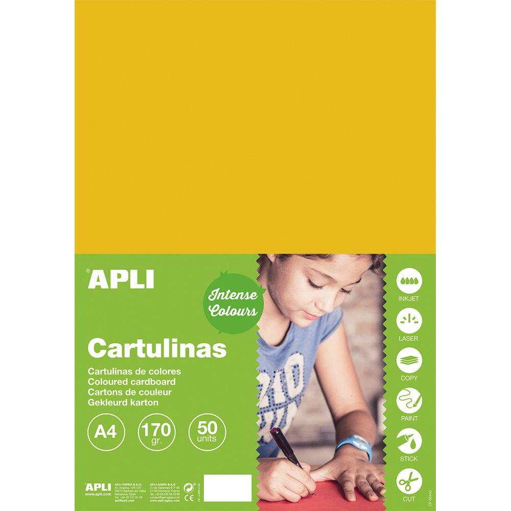 Carton color, Apli, A4, 170 g, 50 coli/top, galben auriu