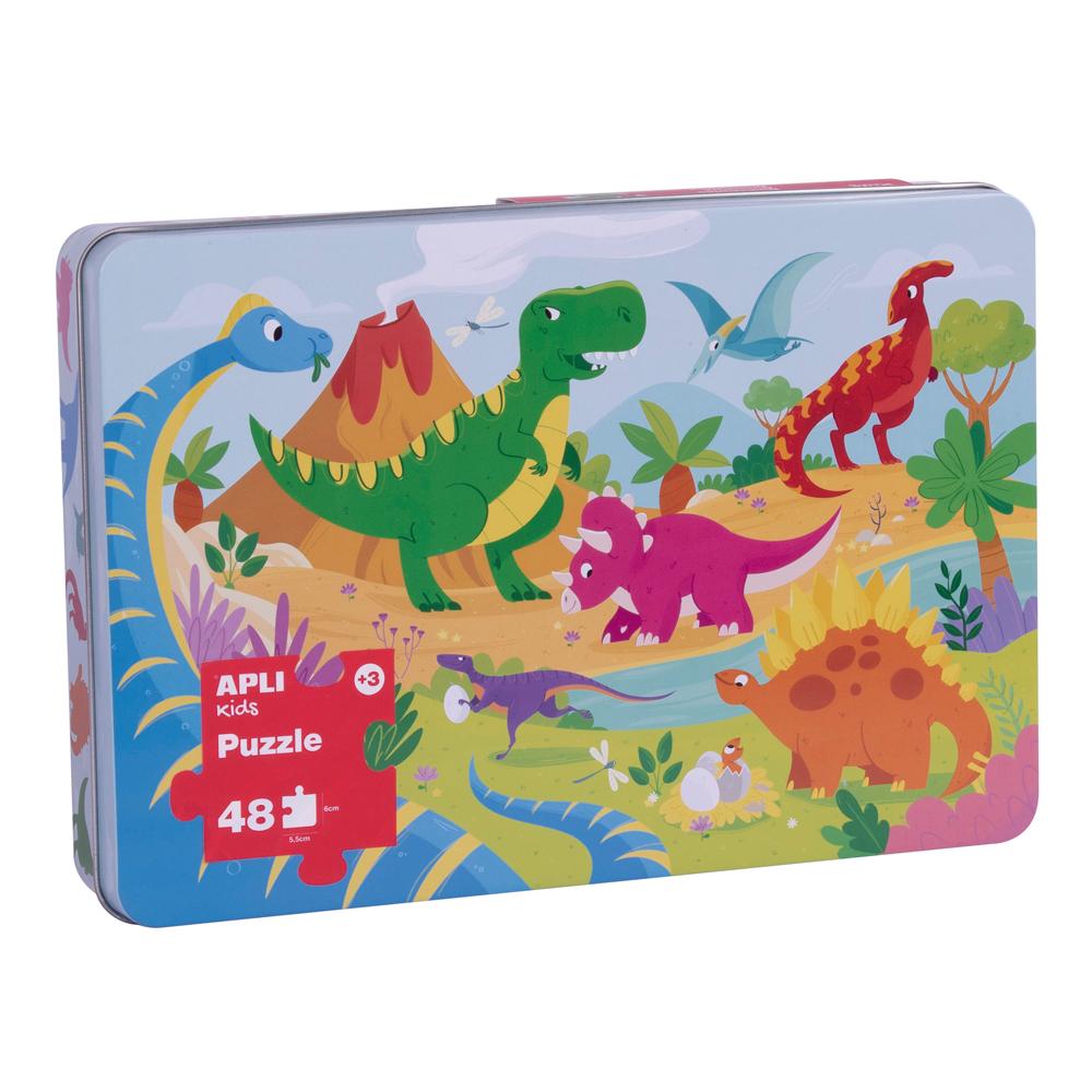 Puzzle Apli, 48x32 cm, 24 piese, tema dinozauri
