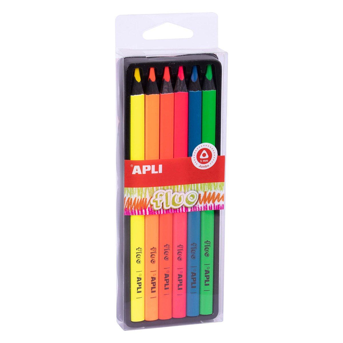 Set 6 creioane colorate Apli Jumbo Fluo
