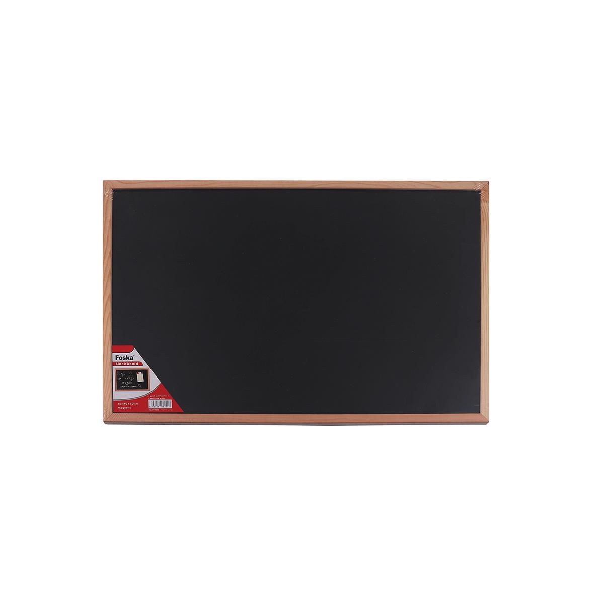 Tabla scolara magnetica neagra, creta, 40x60 cm, rama lemn