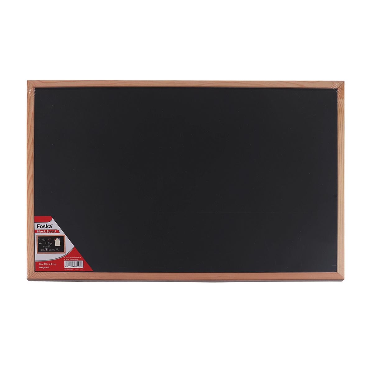 Tabla scolara magnetica neagra, creta, 60x90 cm, rama lemn