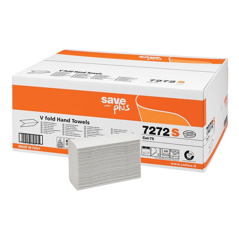 Rezerva prosoape pliate, Celtex 7272S, 2 straturi, 21.5 x 21 cm, alb, 200 buc/pachet, 15 pachete/cutie