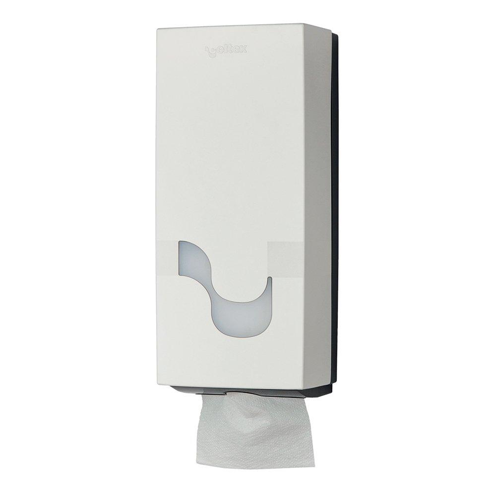 Dispenser Celtex, Megamini, pentru hartie igienica intercalata, ABS, alb