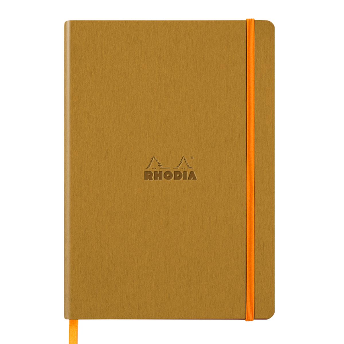 Notebook A5 Rhodiarama, 80 file, ivory, dictando, auriu