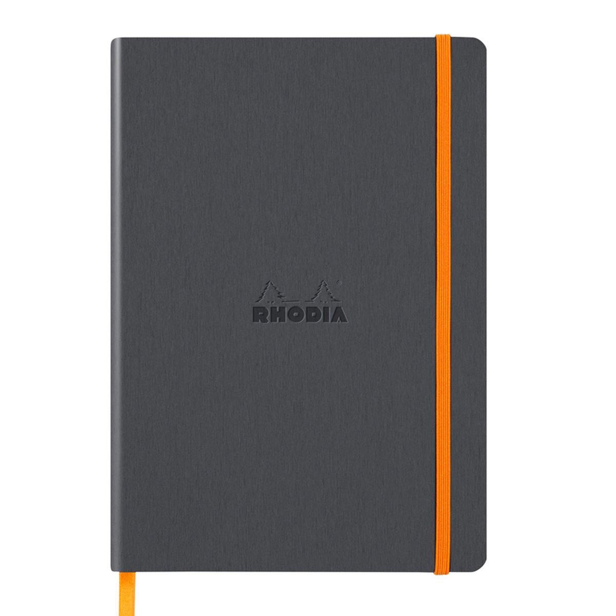 Notebook A5 Rhodiarama, 80 file, ivory, dictando, gri