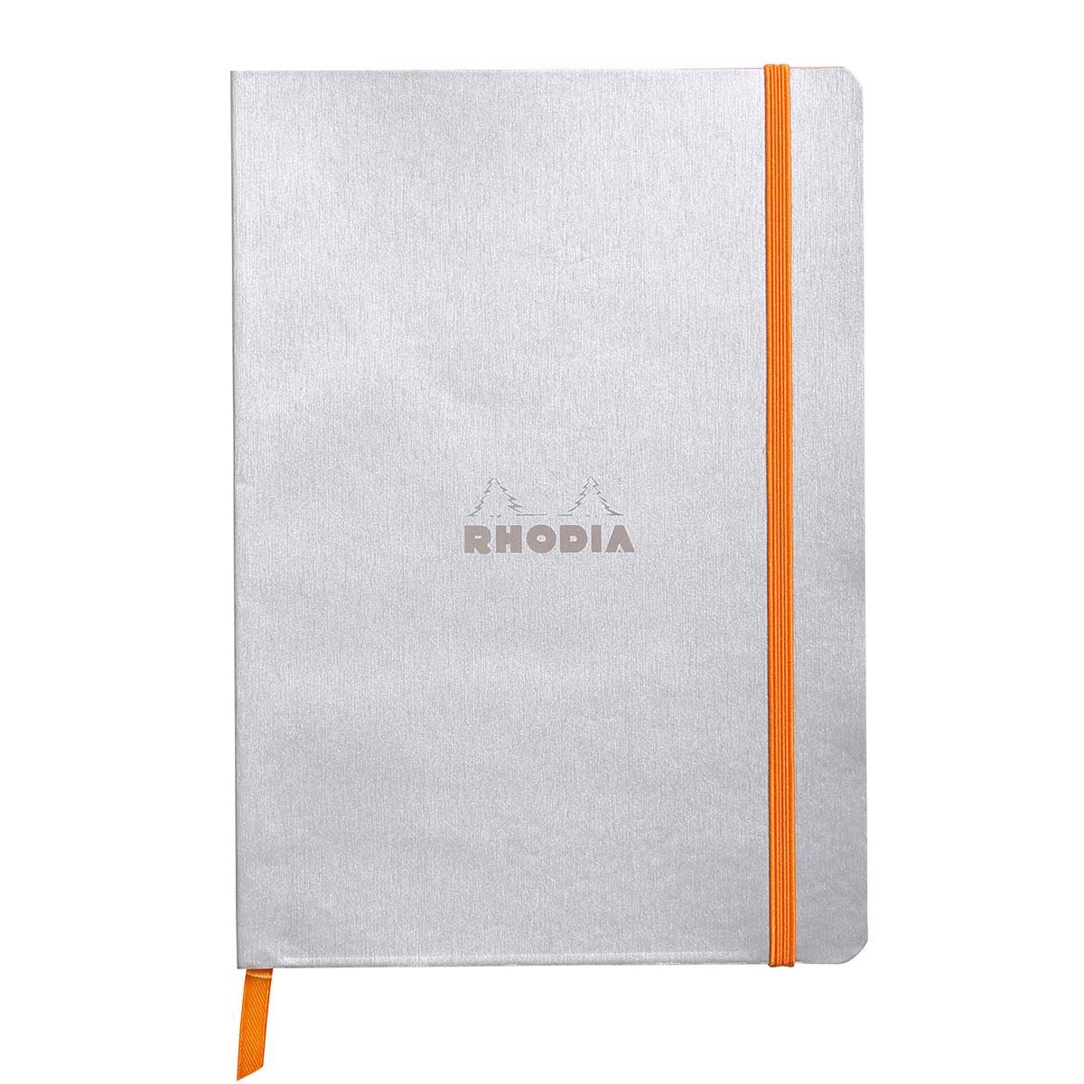 Notebook A5 Rhodiarama, 80 file, ivory, dictando, argintiu