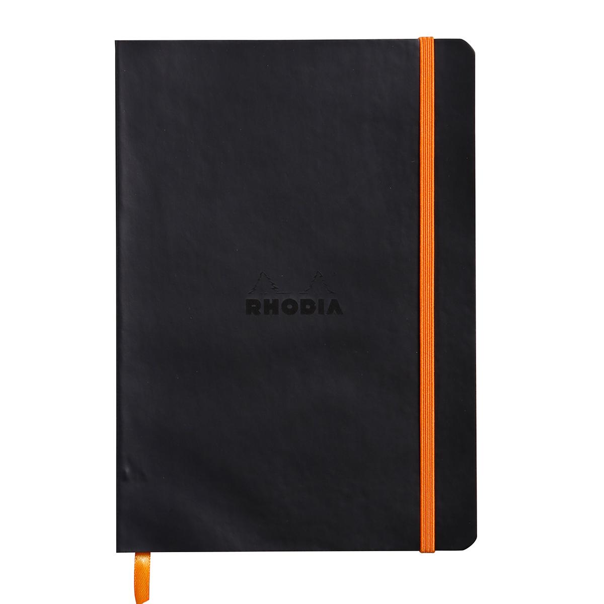 Notebook A5 Rhodiarama, 80 file, ivory, dictando, negru