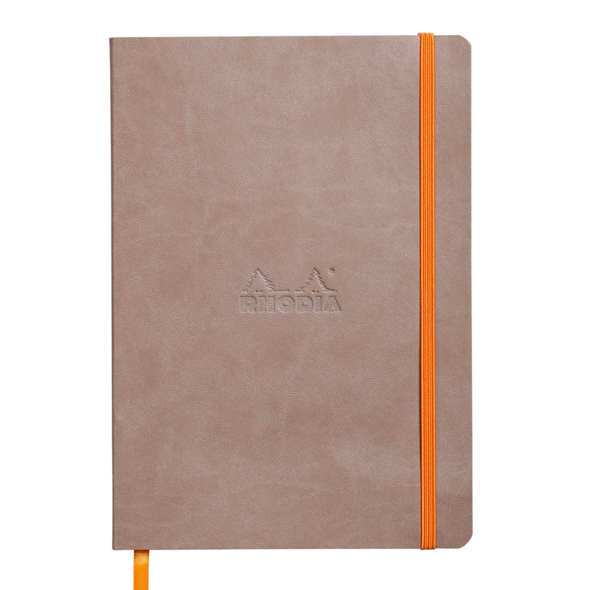 Notebook A5 Rhodiarama, 80 file, ivory, dictando, taupe