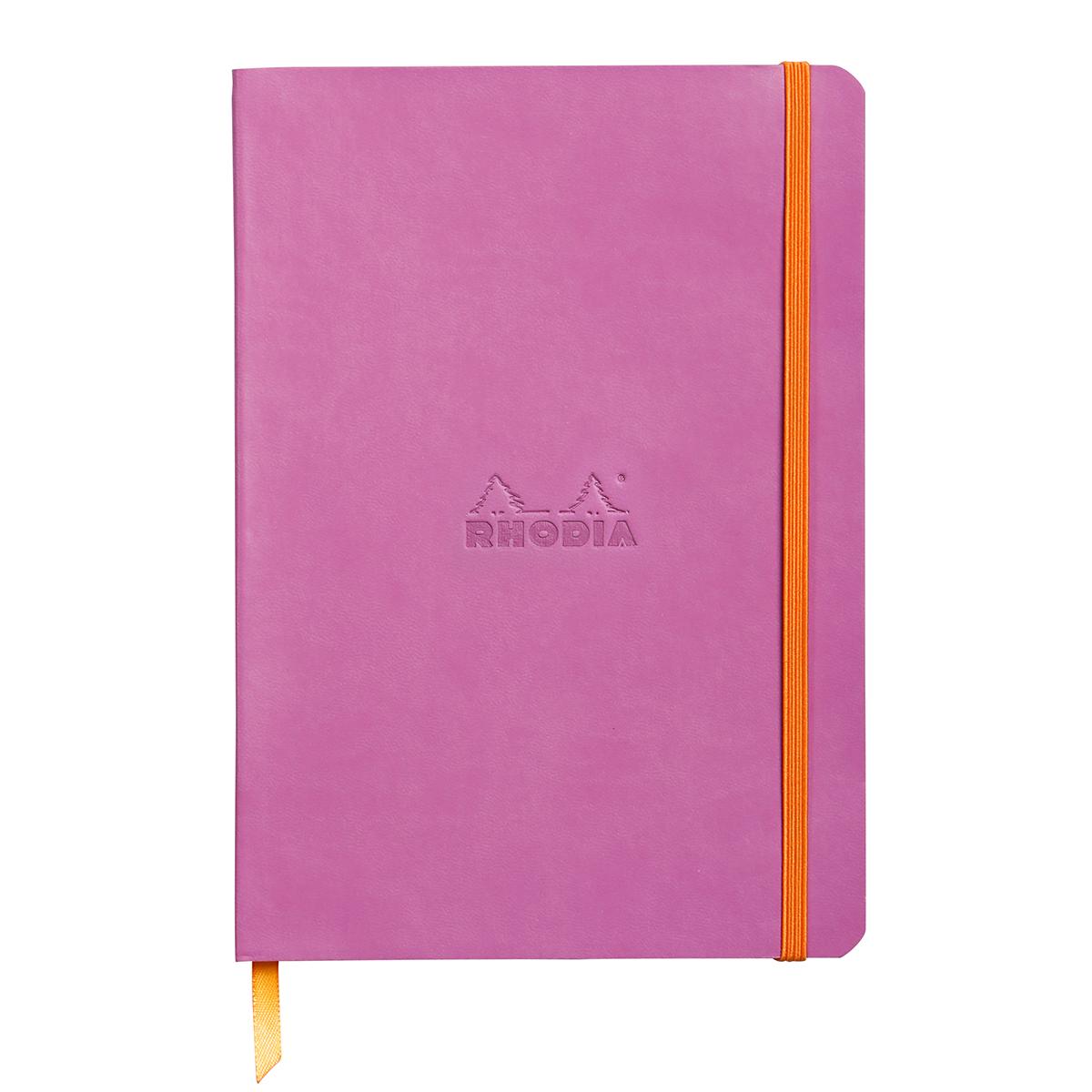 Notebook A5 Rhodiarama, 80 file, ivory, dictando, lila