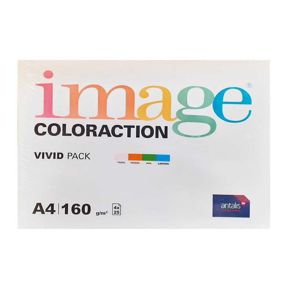 Hartie Color Coloraction 160 g mix 4 x 25 coli culori asortate roz/verde intens/portocaliu/ bleu ciel