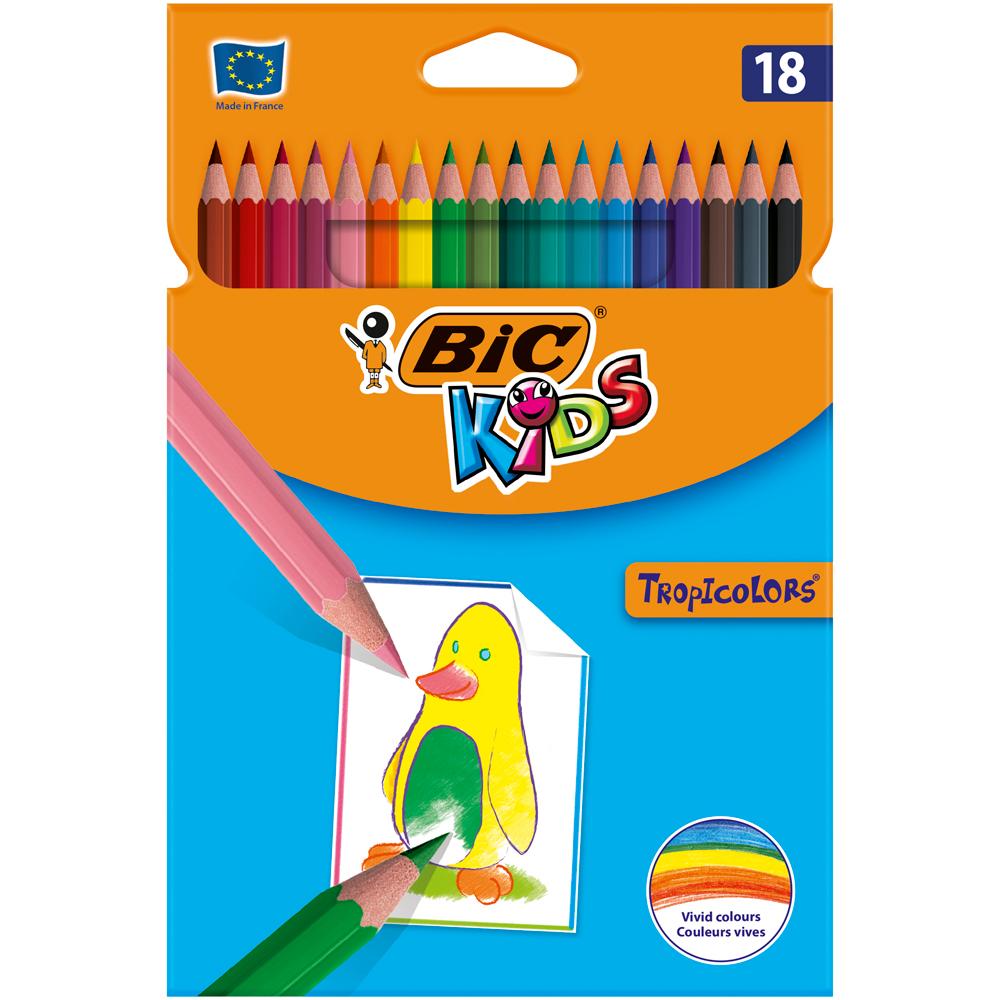 Creioane colorate Bic Tropicolors, 18 culori/set