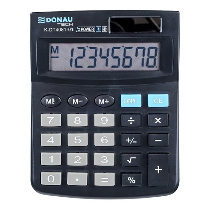 Calculator de birou Donau Tech, 130 x 104 x 19 mm, 8 digiti, negru