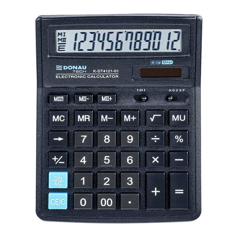 Calculator de birou Donau Tech, 190 x 143 x 40 mm, 12 digiti, negru