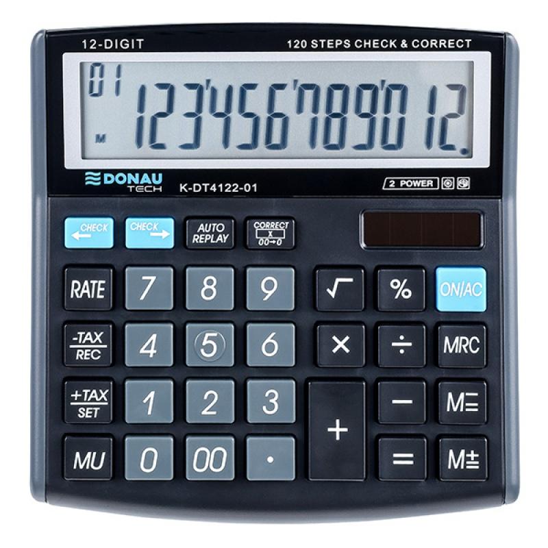 Calculator de birou Donau Tech, 136 x 134 x 28 mm, 12 digiti, negru