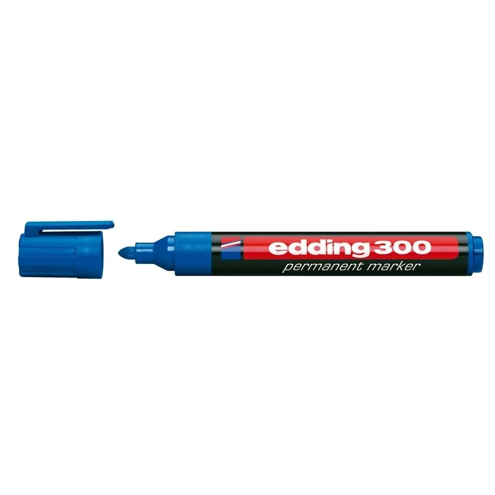 Marker permanent Edding 300, corp plastic, varf rotund, 1.5-3 mm, albastru