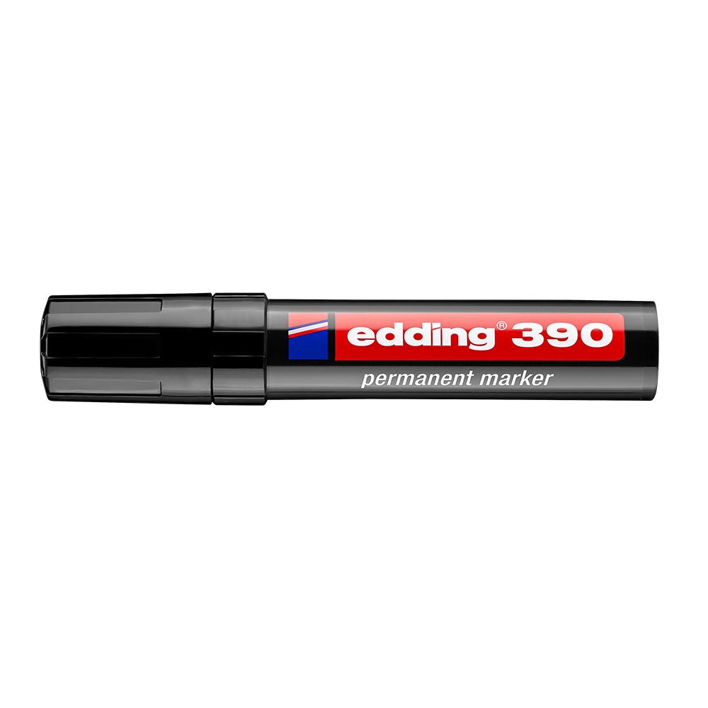 Marker permanent Edding 390, corp plastic, varf retezat 4-12 mm, negru